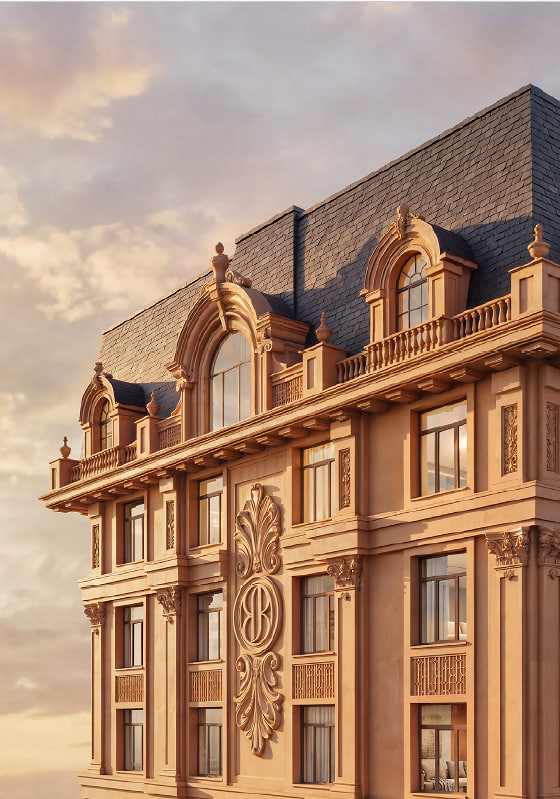 Фасад Bellagio Residences — деталь архитектуры